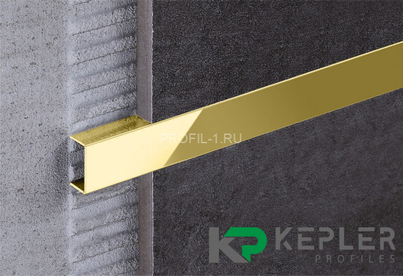 П-профиль бордюрный 10х15 мм из нержавеющей стали SS 304 FSUP15-GP S.S.304 золото полированное 2.7 м