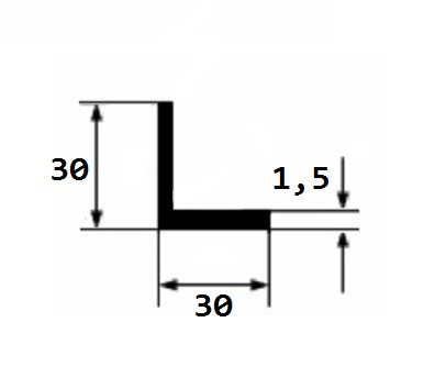 Алюминиевый уголок 30х30х1,5 мм равнополочный серебро 3 м