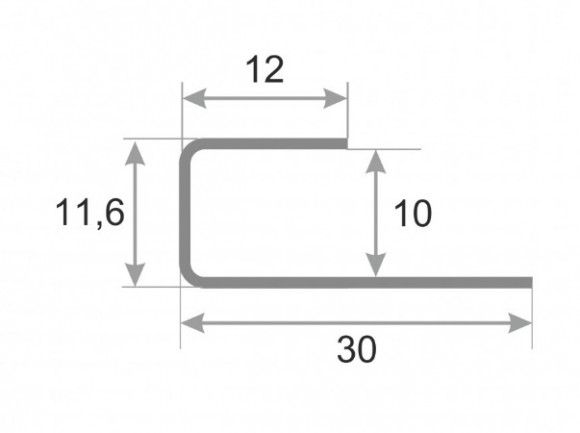 Торцевой окантовочный П-профиль нержавеющая сталь SB166-1B-10H серебро глянец 2,7 м