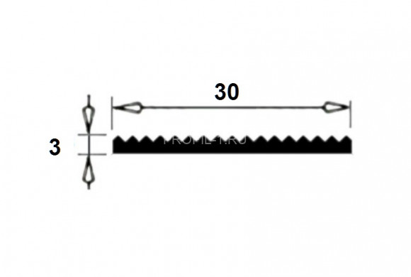 Латунный порог одноуровневый с рифлением против скольжения SI 300 ON 30х3 полированный 2,7м