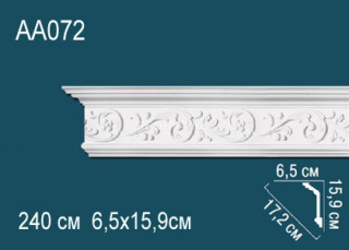Потолочный плинтус с рисунком Перфект AA072 полиуретан 159х172х65 мм 240 см