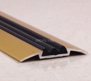 Противоскользящий порог алюминиевый с резиной одноуровневый 42 мм ПО-42 золото матовое-черный 2,7 м