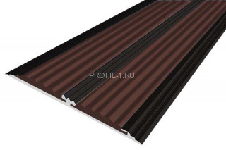 Порог 70 мм алюминиевый противоскользящий одноуровневый АП-70-Анод черный-темно-коричневый 2,0 м