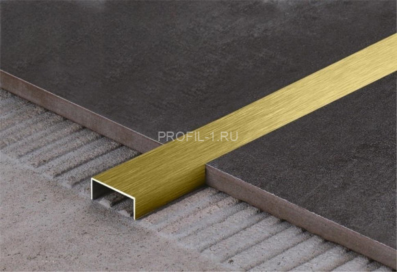 П-профиль бордюрный 10х15 мм из нержавеющей стали SS 304 FSUP15-GS S.S.304 золото сатинированное 2.7 м