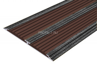 Алюминиевая полоса с 2-мя резиновыми вставками АП-70-Антик серебро-темно-коричневый 1,5 м