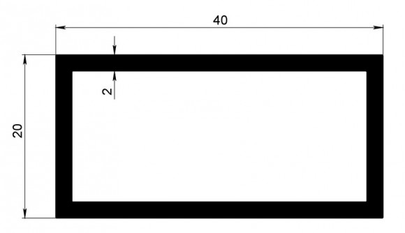 Алюминиевый бокс прямоугольный 20х40х2 мм 3 метра
