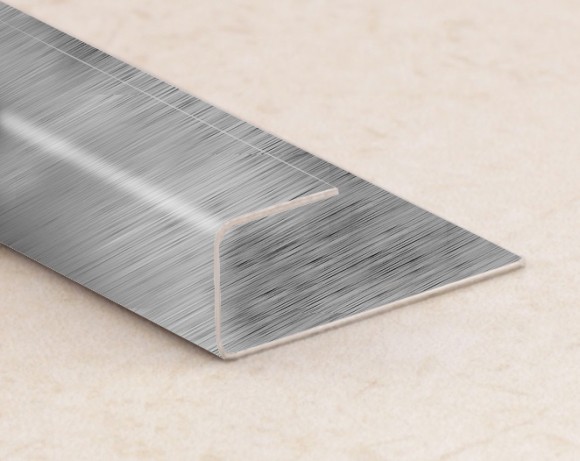 Торцевой окантовочный П-профиль нержавеющая сталь SB166-1B-10H серебро глянец браш 2,7 м